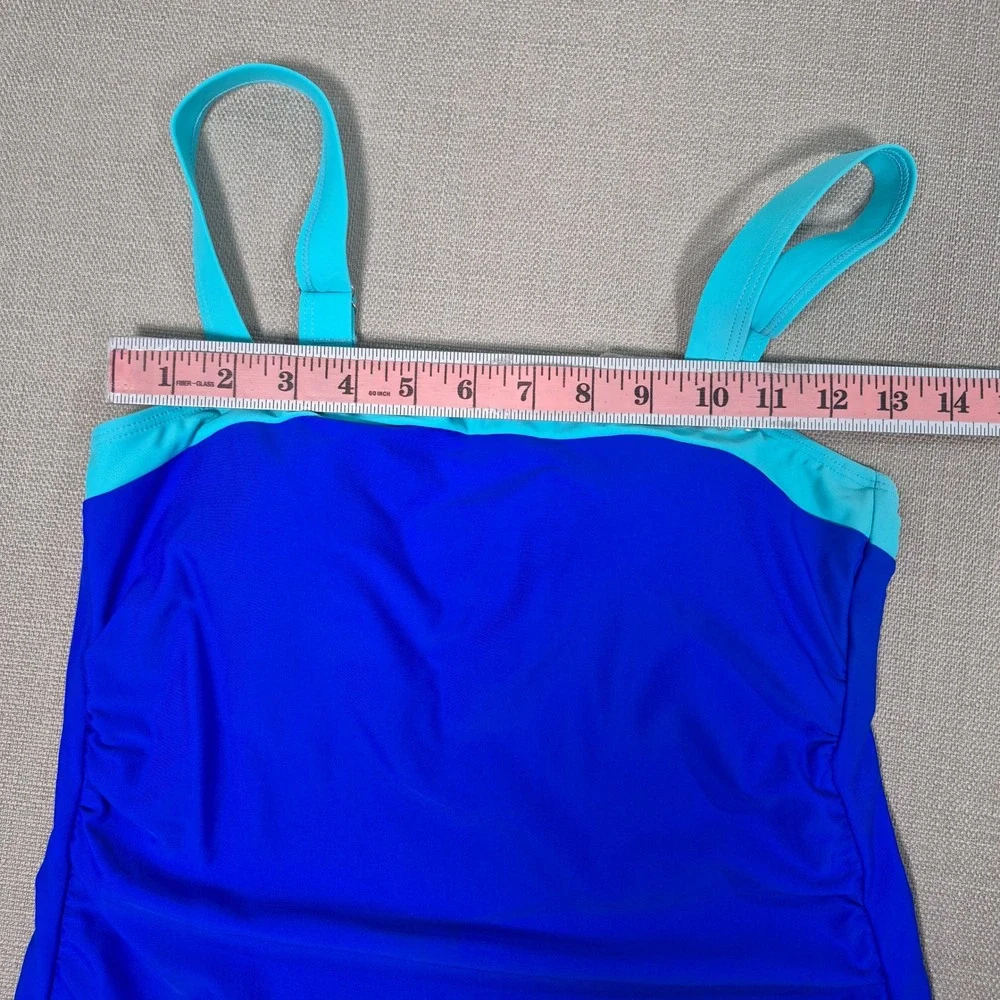Tempt Me Womens Blue Tankini Swimsuit with Tummy Control Swim Skirt Size S